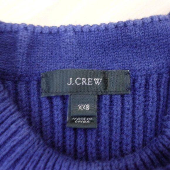 Blue Vest Sweater Womens 2XS Wool Cotton Knit Rib Casual Pullover Merino J CREW - Picture 3 of 9